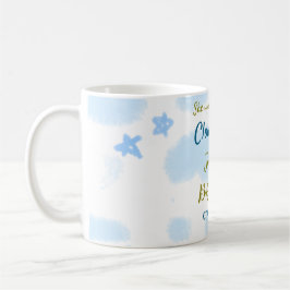 Caneca De Café Aqua dourado ela está no nono céu chá de bebê nuve
