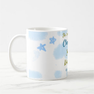 Caneca De Café Aqua dourado ela está no nono céu chá de bebê nuve