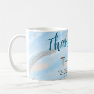 Caneca De Café Aqua dourado obrigado adicionar nome do casal data