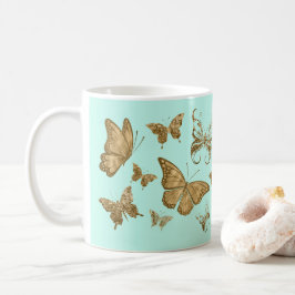 Caneca de café Aqua e Borboleta Dourada
