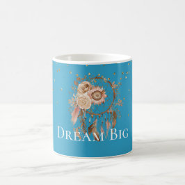 Caneca De Café Aqua Floral Feather Drecher Catcher
