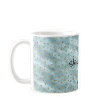 Aqua Mint Dourado Glitter Stars