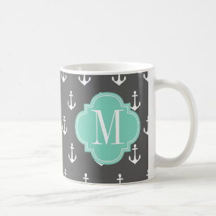 Caneca De Café Aqua náutico feminino do carvão vegetal das