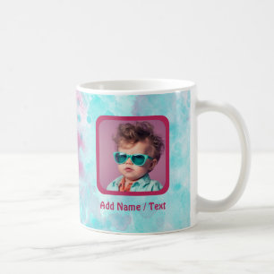 Caneca De Café Aqua Pink Watercolor Wash & Customizable Photo Mug