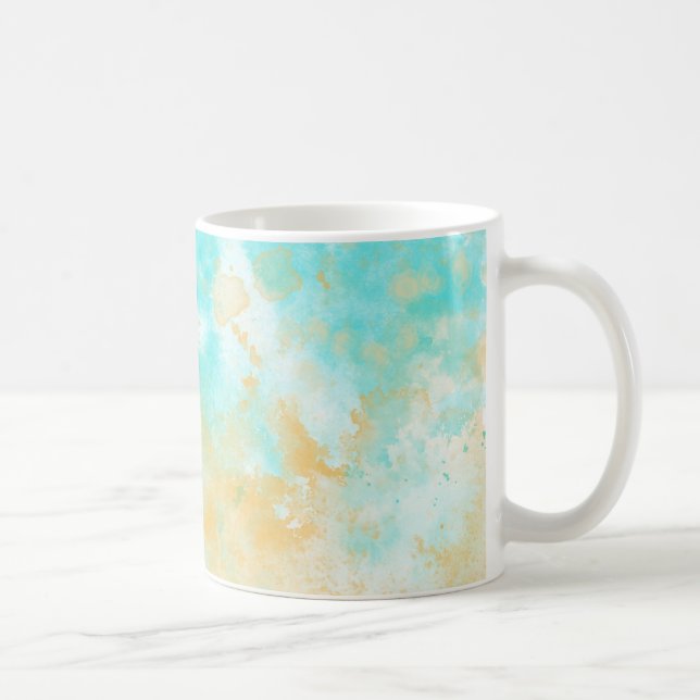 Caneca De Café Aqua Watercolor Splash & Splatter Mug (Direita)