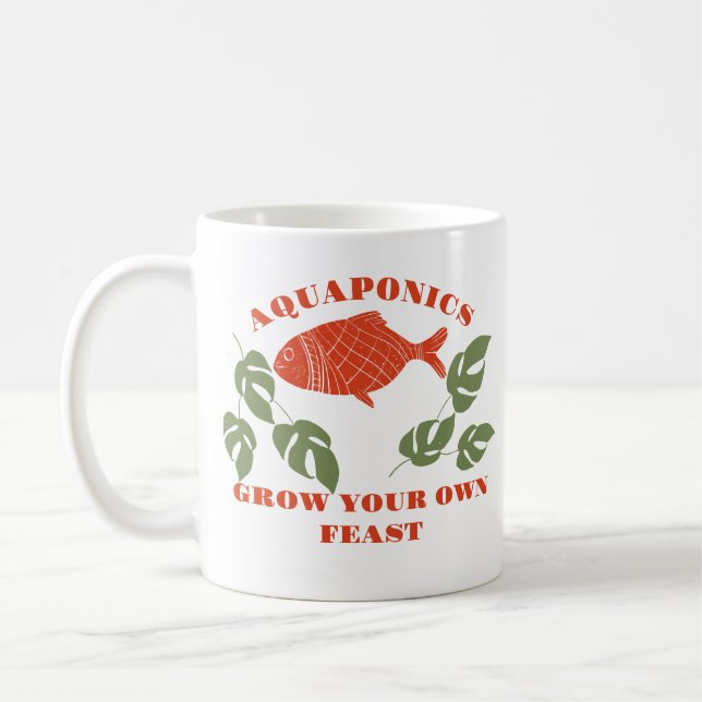 Caneca De Café Aquaponics Cresce Seu Próprio Banquete (Esquerda)