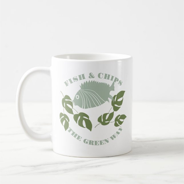 Caneca De Café Aquaponics Fish & Chips the Green Way (Esquerda)