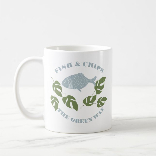 Caneca De Café Aquaponics Fish & Chips the Green Way (Esquerda)