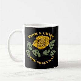 Caneca De Café Aquaponics Fish & Chips the Green Way Black