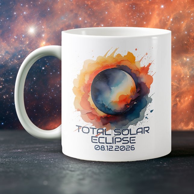 Caneca De Café Aquarela 2026 Eclipse Lembrança (Solar Eclipse Keepsake Mug)