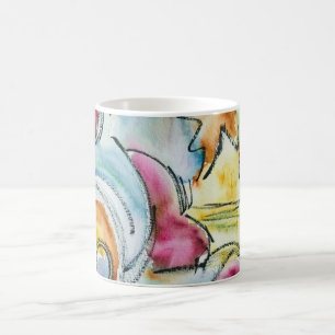 Caneca De Café Aquarela Abstrata Pintada à Mão de Inverno