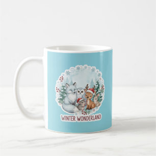 Caneca de Café Aquarela Animais Floresta de Invern