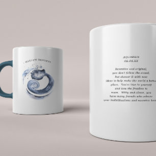 Caneca De Café Aquarela Aquário Astrologia Zodíaco   Monograma
