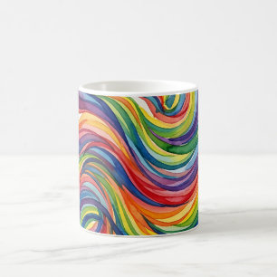 Caneca de Café Aquarela Arco-Íris Soprado pelo Ven