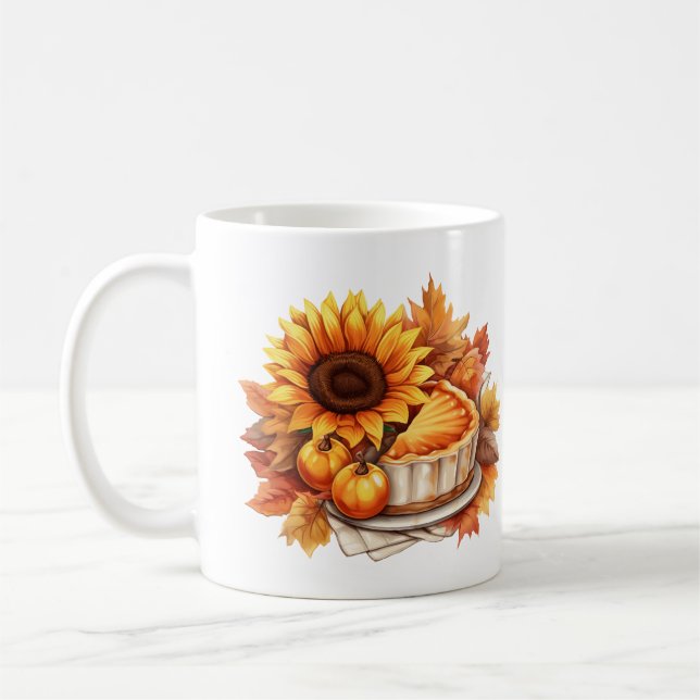 Caneca De Café Aquarela Autumn Pie e Sunflower (Esquerda)