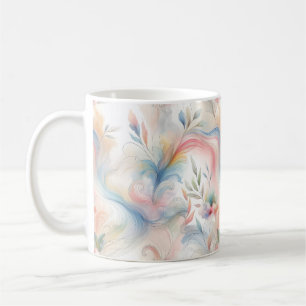 Caneca De Café Aquarela Botânica Pastel Elegante