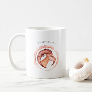 Caneca De Café Aquarela Capricórnio Astrologia Zodíaco Monogram