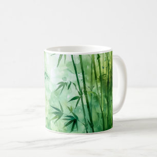 Caneca De Café Aquarela da Floresta de Bambu