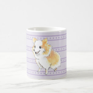Caneca De Café Aquarela de assento de Pomeranian no roxo