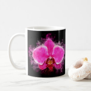 Caneca De Café Aquarela de flor de orquídea - rosa bb 02