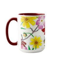 Caneca de Café Aquarela de Flores Silvestres do Pr