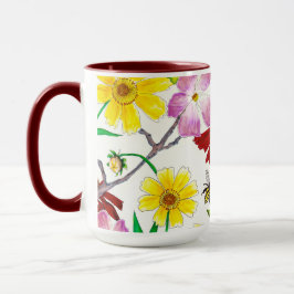 Caneca de Café Aquarela de Flores Silvestres do Pr