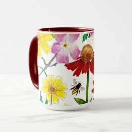 Caneca de Café Aquarela de Flores Silvestres do Pr