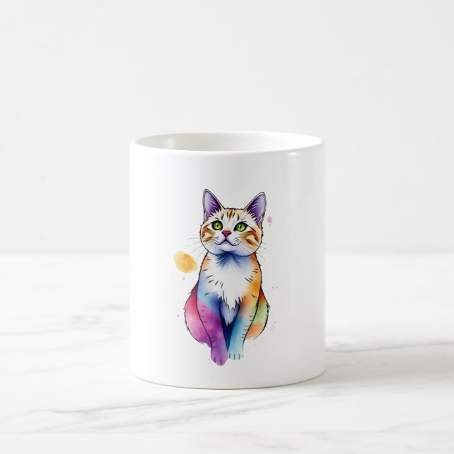 Caneca De Café aquarela de gato-d'água (Centro)