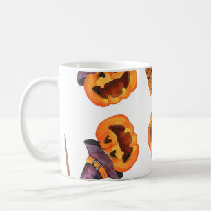 Caneca De Café Aquarela De Halloween, Padrão Sem Olho De Outono.