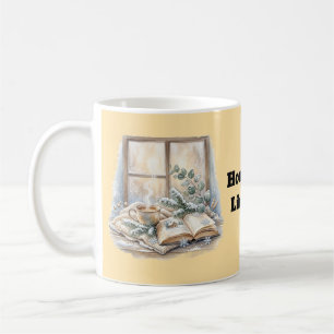 Caneca De Café Aquarela de Janela de Inverno Aconchegante