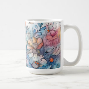 Caneca De Café Aquarela de Padrão de Flor