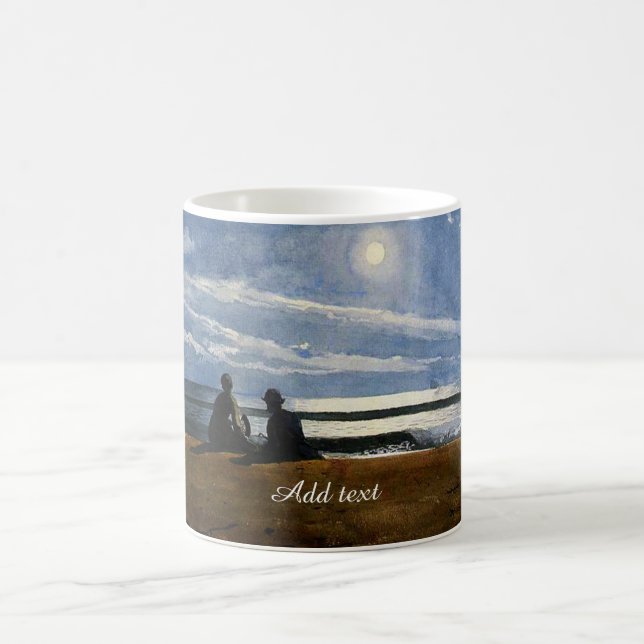 Caneca De Café Aquarela de Winslow Homer, Luar, TEMPLATE, (Centro)