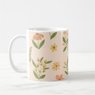 Caneca De Café Aquarela Desenhada à Mão Colorida Botânica Sem Cos