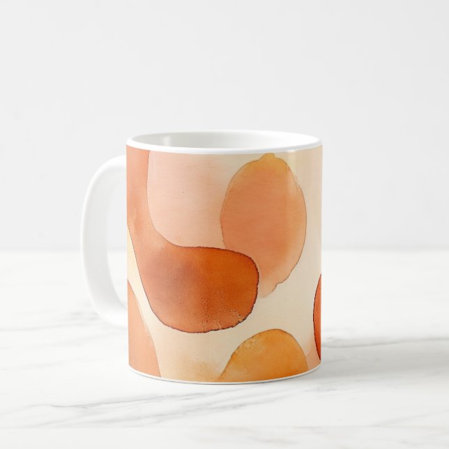 Caneca De Café Aquarela em Tons Terrosos Abstratos (Frente Esquerda)