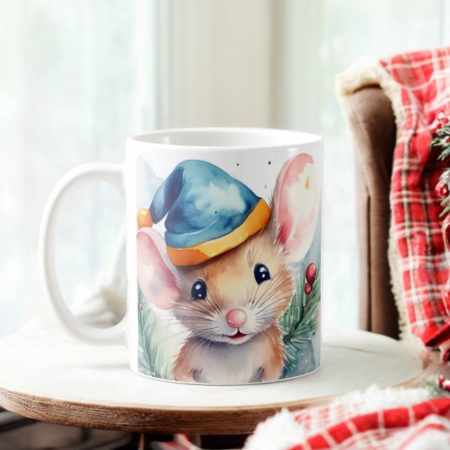 Caneca De Café Aquarela Engraçada Camundongos Festivos Molho de N (Criador carregado)