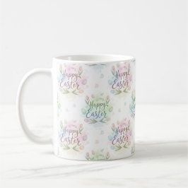 Caneca De Café Aquarela Feliz Páscoa com Letreiro à Mão