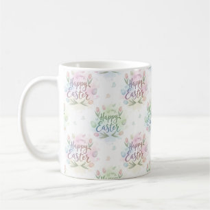 Caneca De Café Aquarela Feliz Páscoa com Letreiro à Mão