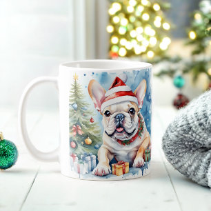 Caneca De Café Aquarela Festiva Cãozinho de Natal