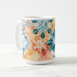 Caneca De Café Aquarela Flocos de Neve Flocos de Natal