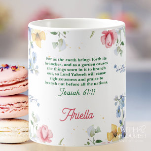 Caneca De Café Aquarela Flor Silvestre Escritura Personalizada
