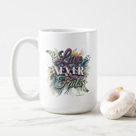 Caneca De Café Aquarela Floral Amor Nunca Falha Escritura