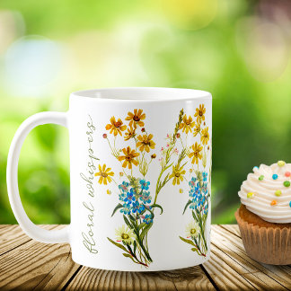 Caneca De Café Aquarela Floral | Cotação positiva | Inspiração