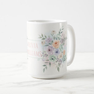 Caneca De Café Aquarela Floral Elegante