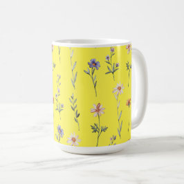 Caneca De Café Aquarela Flores Silvestres