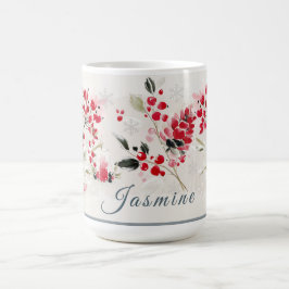 Caneca De Café Aquarela Frutas de Inverno Personalizadas