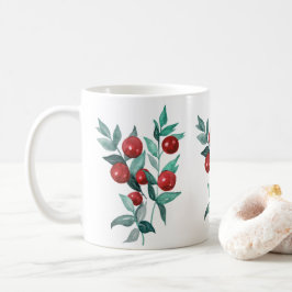 Caneca De Café Aquarela Frutas Vermelhas Festivas