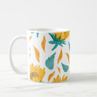 Caneca De Café Aquarela Girassóis: Impressão de Verão