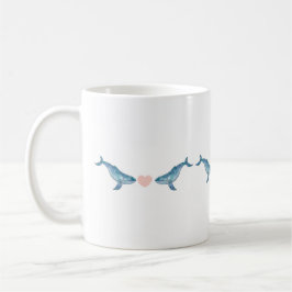 Caneca De Café Aquarela Humpback Whale Heart 11oz Cã Cerâmica