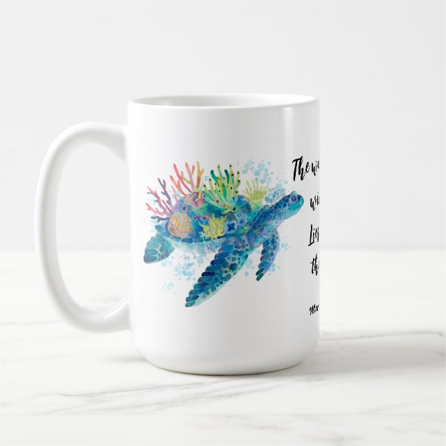 Caneca De Café Aquarela Inspirada no Oceano (Esquerda)