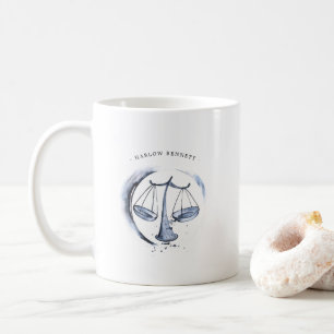 Caneca De Café Aquarela Libra Astrologia Signo do Zodíaco Monog